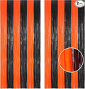 BRAVESHINE Tinsel Photo Backdrop Curtains - 2 Pack 3.2x8.2ft Black Orange Foil Fringe Streamer Curtain for Birthdays/Sports/Basketball/Pumpkins/Home/Office/Indoor/Outdoor Party Decorations