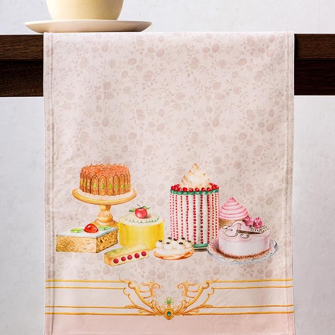 Maison d' Hermine Table Runner 100% Combed Cotton Premium 14.50 Inch x 108 Inch Decorative Runner Table Runners, Dining, Kitchen, Parties & Camping, Pastries (Double Layer)