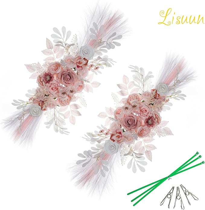 Wedding Arch Flowers, Artificial Flowers for Decoration, Large Flower Swag for Boho Styles Wedding Ceremony Floral Decor - Pack of 2