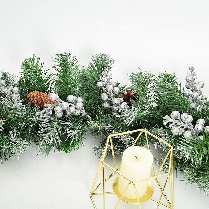 14 Pack Christmas Glitter Berries Stems Clearance, 7.8 Inch Artificial Christmas Picks for Christmas Tree Ornaments, DIY Xmas Wreath, Crafts, Holiday and Home Decor, Silver
