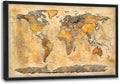 Extra Large World Map Framed Wall Art for Living Room,Oversized Vintage Map of The World Pictures Wall Decor,Canvas Print Painting Modern Artwork Bedroom Office Bathroom 36L x 24W