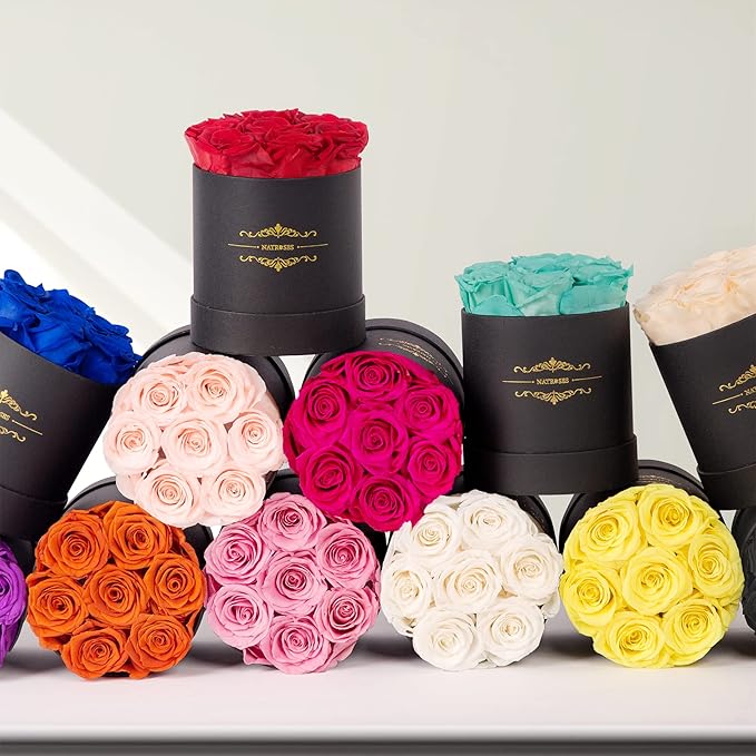 NATROSES 7 Piece Preserved Roses in a Box, Preserved Flowers for Birthday, Flower Gifts for Mothers Day (Dusty Rose)