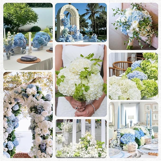 4 Pcs White Hydrangea Artificial Flowers, Latex Real Touch Hydrangea Flowers, 19.6'' Full Faux Hydrangea Flowers Fake Flowers for Home Decor Party Wedding Centerpiece Bouquet Floral Arrangements