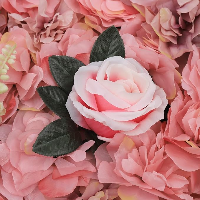 12 Pcs White Flower Wall Flowers Backdrop Artificial Flower for Backdrop Flowers Decoration 3D Floral Panels for Wall Decor Home Party Wedding Room Decoration (60x40cm/Pink 1)