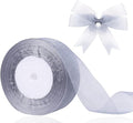 1.5 inch Sheer Organza Ribbon Silver Chiffon Ribbon for Gift Wrapping Christmas Halloween Decoration Wedding Bouquet Crafts 50 Yards