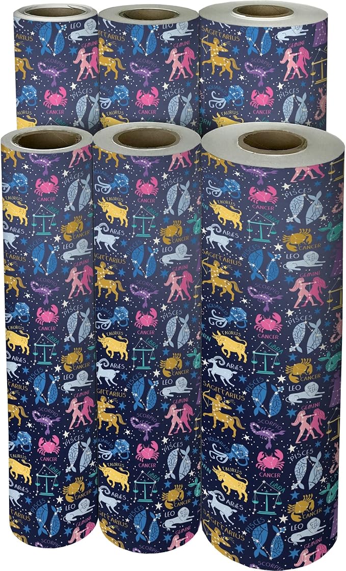 Jillson Roberts Bulk Gift Wrap, Everyday Gift Wrapping Supplies, Astrology, 1/2 Ream 417 feet x 30 inches