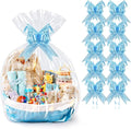 PigPotParty 24"x30" Clear Cellophane Gift Bags - Includes Bows – 10 Pack Large Cellophane Wrap for Gift Baskets, Plastic Gifts Bags for Gift Giving