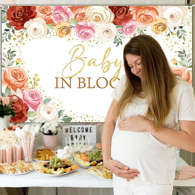 Avezano Baby in Bloom Backdrop for Girl Blush Floral Baby Shower Party Decorations Banner Sweet Girl Baby in Bloom Photography Background Photo Shoot Props