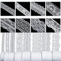 80 Yards White Lace Trim Ribbon,8 Rolls Crochet Sewing Assorted Patterns Vintage Floral Lace Ribbons for Sewing DIY,Gift Wrap,Scrapbooking, Bridal Shower Wedding Decor, 10 Yards Each Roll
