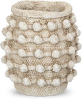 Rustic Farmhouse Vase, Boho Beige Vase for Pampas Grass Small Textured Knotted Vases for Flowers Decorative Cement Floral Vases for Home Decor, Living Room, Dining Table