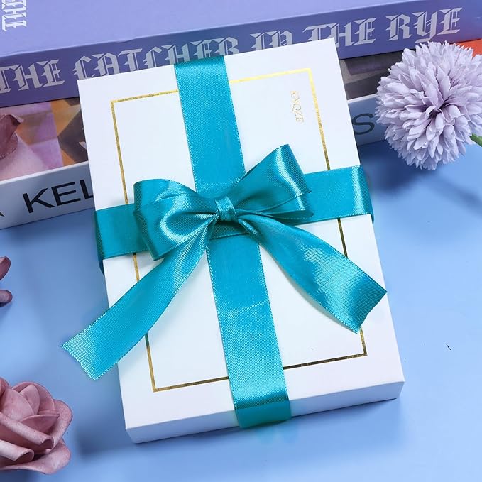 Turquoise Ribbon for Gift Wrapping, 1 inch Polyester Satin Hair Ribbons for Flower Bouquet, Weeding Decoration, Baby Shower, Crafts Bows Fabric Christmas Ribbon 25 Yards