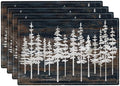 Rustic Tree Placemats Set of 4 Nature Forest Table Mats Washable Place Mats for Home Party Indoor Kitchen Dining Table Decoration 12x18 Inch