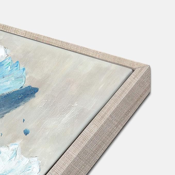 Flower Canvas Framed Wall Art: 2 Pieces Living Room Turquoise Floral Abstract Prints Artwork Vintage Teal Bouquet Botanical Painting Picture for Bedroom Bathroom Home Office