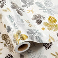 MAYPLUSS Luxury Christmas Wrapping Paper Roll - 17 Inch X 33 Feet - Beige Wrapping Paper with Gold and Silver Pine Cone, Needle Pattern Winter Motive Gift Wrap Paper for Christmas, Holiday, Birthday