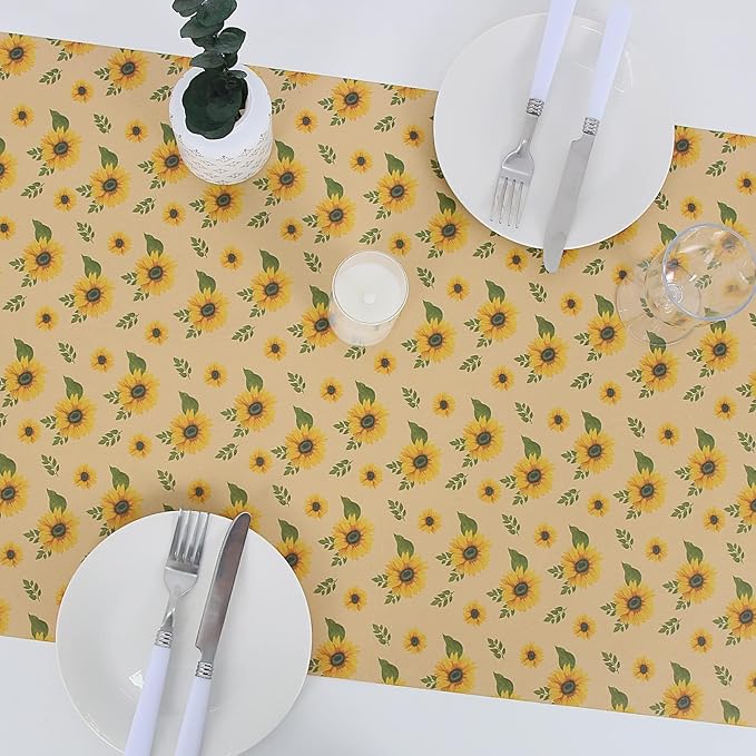 Aimyoo Sunflower Kraft Wrapping Paper Roll - Mini Roll - 17 in x 32.8 ft - All Occasion Floral Gift Wrap Paper for Wedding Bridal Shower Birthday