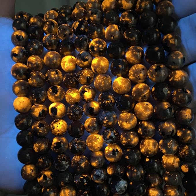 160PCS 4MM Flame Yooperlite Stone Beads Loose Beads for Jewelry Making DIY Bracelets Show Flame Color Under The Irradiation of UV Lamps 2 Strands