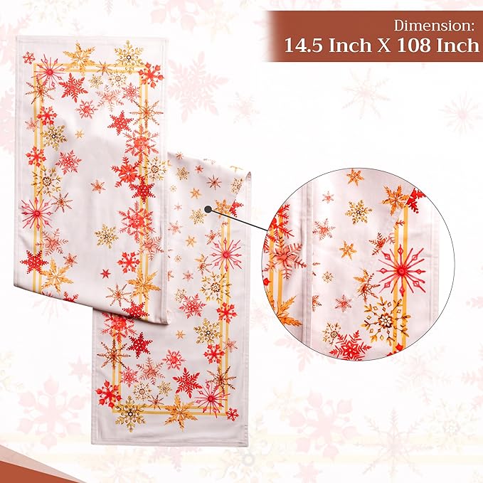 Maison d' Hermine Table Runner 100% Cotton Double Layer Table Runners 108 inches Long for Thanksgiving Christmas Decorations Home Kitchen Dining Party Wedding (Crystal Star, 14.5" x 108")