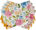 Seliem Spring Summer Floral Flower Placemats Set of 4, Watercolor Peony Leaves Dining Table Place Mats, Seasonal Kitchen Decor Home Decoration 12 x 18 Inch