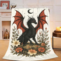 Black Dragon Blanket Floral Dragon Throw Blanket Soft Cozy Fleece Fuzzy Stuffed Plush Flannel Gifts for Girls Women Boys Kids Adults 40''x50''