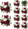 BLOSMON Artificial Flowers Ball Wedding Centerpieces 10 Pcs Burgundy Rose Artificial Flower Center Pieces Decoration for Table Silk Kissing Ball Faux Floral Bouquet Arrangements Home Party DIY Decor