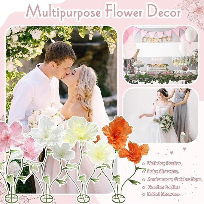 Giant Flowers Big Artificial Decorations, Large Fake Flower Arrangements Faux Floral Decor for Home Office Wedding Reception Birthday Party Photography Props Shop Window Displays Banquet, White