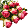 Artificial Roses 10 Pcs - Lifelike Single Stem Fake Roses with Natural Petal Texture,Fade-Resistant Silk Flowers for Wedding Decor,Home Vase Arrangements,Party Centerpieces(10, Magenta)