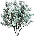 Mandy's Light Blue Artificial Baby’s Breath European Flowers 6 Bundles Silk Gypsophila with Bendable Stems for Fall Thanksgiving & Christmas Centerpiece Wedding Decor and Table Arrangements