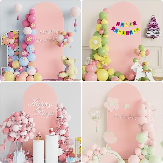 Wokceer 6FT Wedding Arch Cover Spandex Fitted Wedding Arches Stand Covers Round Top Chiara Arch Backdrop Cover for Birthday Party Ceremony Banquet Decoration Pale Pink