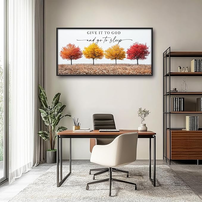 Framed Large Pictures Wall Art for Living Room, Trees Oversized Wall Decor Give It To God And Go To Sleep Canvas Print Painting Modern Extra Large Framed Artwork for Bedroom Office 60"x30"