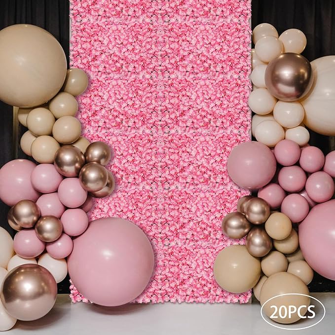 Flower Wall Panels, 20Pcs Artificial Flower Wall 3D Flower Wall Backdrop, 20-Piece Set of Pink Rose Floral Backdrop for Wedding Home Decoration (Pink, 23.6 * 15.7in)
