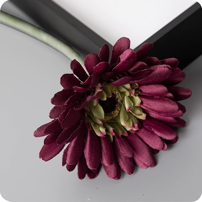 12pcs Artificial Gerbera Daisies,22 Inch Long Stem Silk Daisy Flowers,Realistic Artificial Flower Mums for Home Décor Centerpiece Wreath Supplies Wedding Bouquet,Magenta
