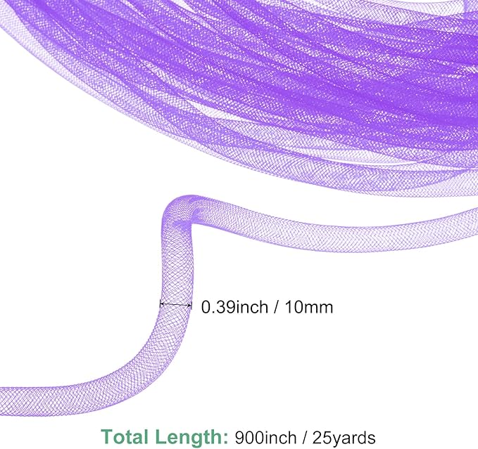Mesh Tube Ribbon 25 Yards, 10mm Elastic Fabric Ribbons Mesh Tubing for Crafts/Gift Wrapping/Flower Bouquets/Wedding/Birthday/Holiday/Wreaths Christmas/Decoration[Violet]