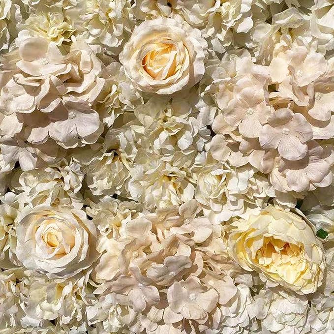 16"x 24" Artificial Flower Wall Panels,Flower Wall Mat Silk Flower Panels for Outdoor Garden Backyard Fence Fence Privacy Screen and Indoor Wall Decor (6Pcs Light Yellow)