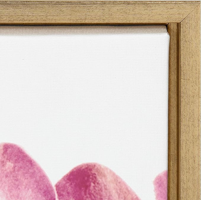 Kate and Laurel Sylvie Pink Protea Flower Framed Canvas Wall Art by Amy Peterson, 18x24 Gold
