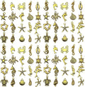 WOCRAFT 60pcs Antique Gold Ocean Bracelet Charms for Jewelry Making Sets DIY Necklace Bracelet Keychain Crafting Charms Kit Craft Supplies (SN882)