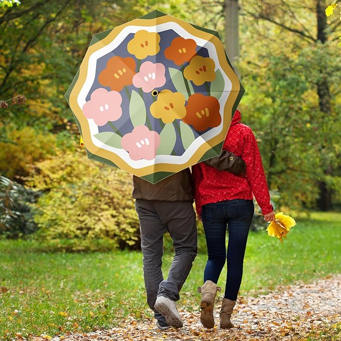 Small Compact Travel Automatic Folding Umbrella for Women, Portable Lightweight, Rain, Wind, UV Sun Shade