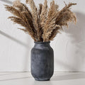 SIDUCAL Rustic Farmhouse Flower Vase | 9.5 Inch Large Ceramic Vase | Pampas Grass | Modern Farmhouse Decor for Home Decor, Table, Living Room Decoration, Shelf Decor, Mantel, Black