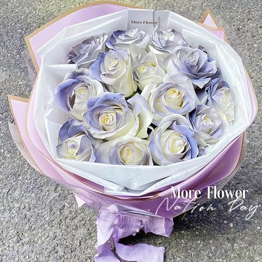 Jutieuo 20 Sheets Purple Flower Wrapping Paper, Waterproof Floral Wrap Gold Edge Bouquet Wrapping Paper Florist Supplies (22.8 x 22.8 inch)