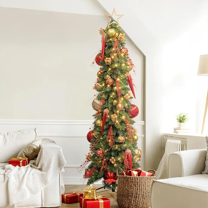 KI Store Red Christmas Tree Picks Sprays Set of 20 Glittered Twigs Decor for Christmas Tree Decoration Topper Floral Arrangement