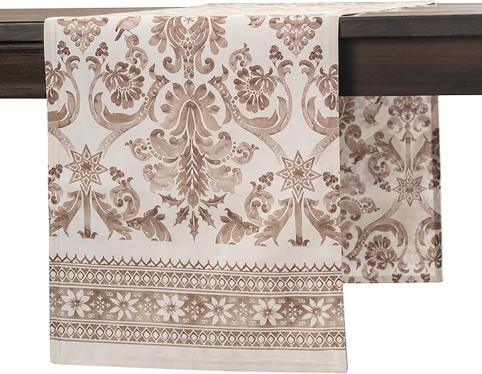 Maison d' Hermine Table Runner 100% Cotton Double Layer Table Runners 72 inches Long for Thanksgiving Christmas Decorations Home Kitchen Dining Party Wedding (Allure, 14.5" x 72")
