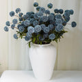 12 Stems Faux Kiku Flower Faux Silk Mini Chrysanth with Stems Bulk Fake Wedding Filler Flowers Pompon Mum Artificial Dusty Blue Flowers Ball for Floral Arrangements