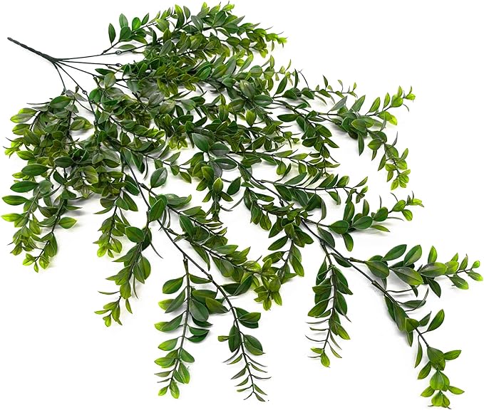 Artificial Hanging Vine Plants, Plastic Leaves Vines Fake Ivy Plant UV Resistant Greenery Faux Foliage Flowers Decor Home Indoor Outdoor Garden Door Wall Wedding Party Decoration Green 4 Pack