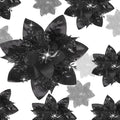 36 Pcs Christmas Glitter Artificial Poinsettia Flowers Xmas Poinsettia Artificial Wedding Flowers Decorations Xmas Tree Ornaments with Clips for Party, 6 Inch, 4 Inch, 3 Inch(Black)