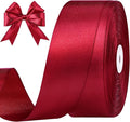 1-1/2 Inches 100 Yards Wine Red Satin Ribbon, Solid Fabric Ribbon Roll for Flower Bouquets, Gift Wrapping, Wedding, Handmade Crafts