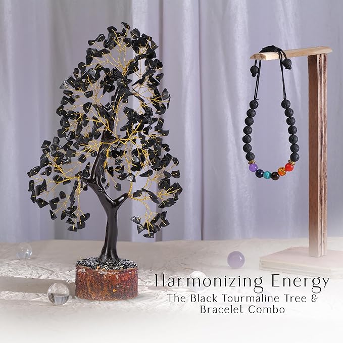 Black Tourmaline - Crystal Tree for Positive Energy - Crystals - Healing Chakra Tree - Healing Crystals - Healing Stones - Crystal Gifts, Spiritual Gifts, Viking Decor, Tree of Life, Black Tourmaline