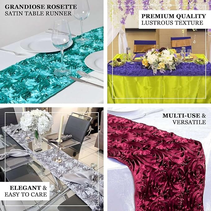 Efavormart Wonderland Rosette Premium Table Runners for Weddings Party Banquets Decor Fit Rectangle and Round Table - Hunter Emerald Green