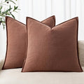 MIULEE Decorative Linen Pillow Covers 20x20 Inch Rust Red Boho Farmhouse Neutral Couch Throw Pillows for Bed Pack of 2 Accent Modern Pillowcase Sofa Livingroom Home Decor