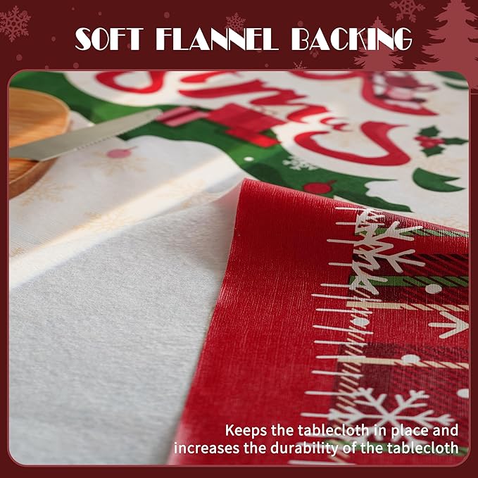 Christmas Rectangle Table Cloth,100% Waterproof Tablecloth,Christmas Decorations for Home, Vinyl Tablecloth Plastic Table Cover for Party，Picnic,Dining,Outdoor 52" x 70",Christmas Trees