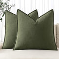MIULEE Decorative Linen Pillow Covers 16x16 Inch Dark Olive Green Boho Farmhouse Neutral Christmas Couch Throw Pillows for Bed Pack of 2 Accent Modern Pillowcase Sofa Livingroom Home Decor