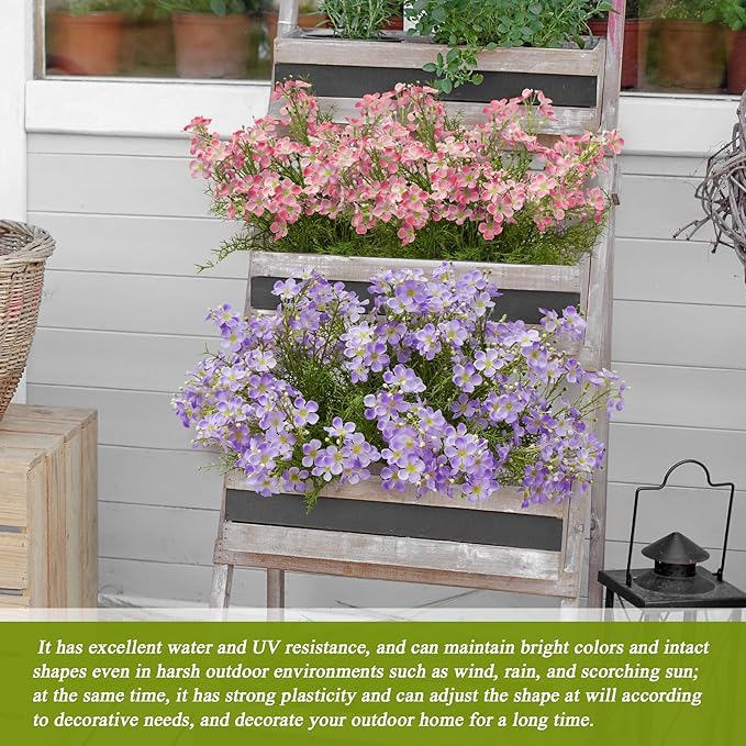 Spring Decorations for Home Fake Flowers Hydrangea Artificial Plants Indoor Mantle Decor Plastic Flowers Artificial Plants Outdoor Garden Decor Hanging Plants 6pcs（Purple） Flowers